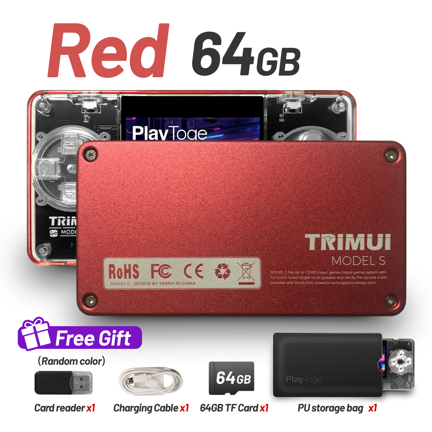 Trimui Model S Handheld Game Console - Ultra Slim, 2-Inch IPS Screen, Super Mini Portable Linux System Card Size Gaming Device for Kids and Adults
