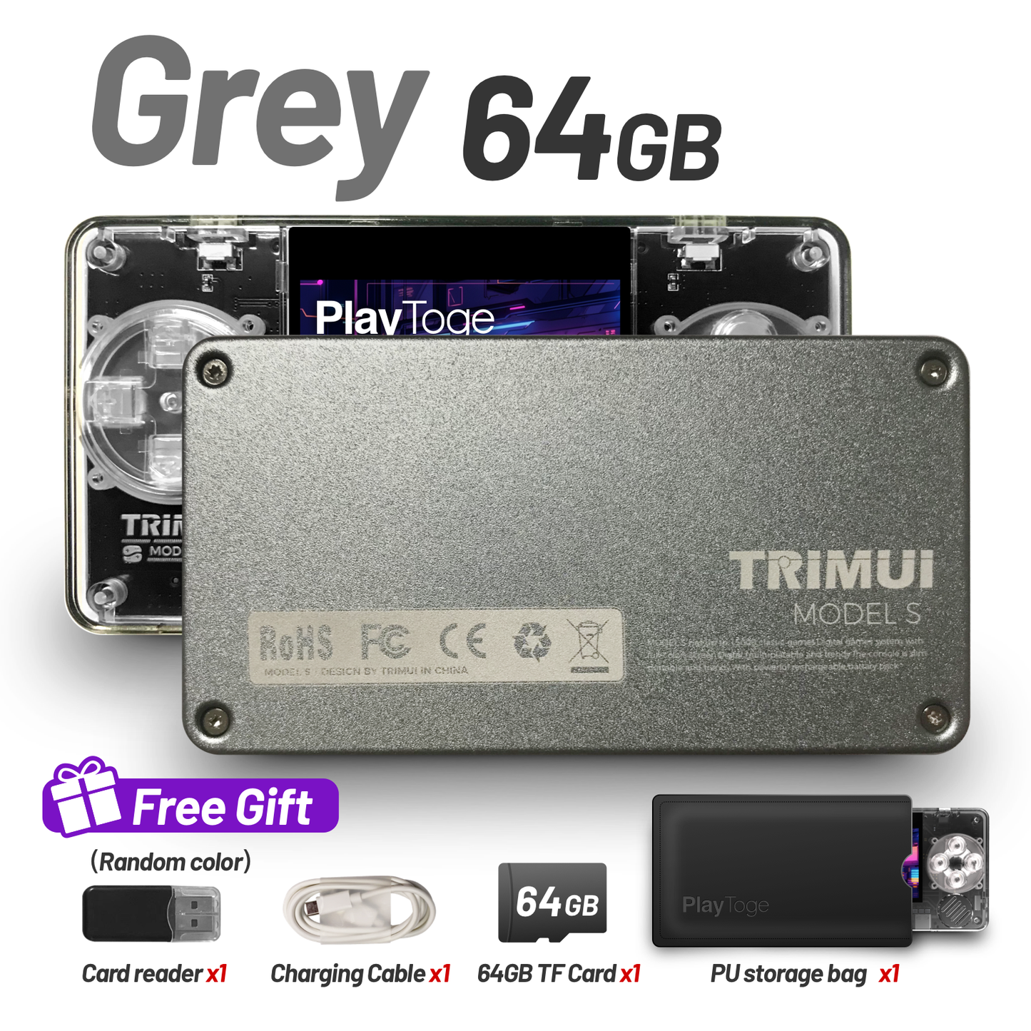 Trimui Model S Handheld Game Console - Ultra Slim, 2-Inch IPS Screen, Super Mini Portable Linux System Card Size Gaming Device for Kids and Adults