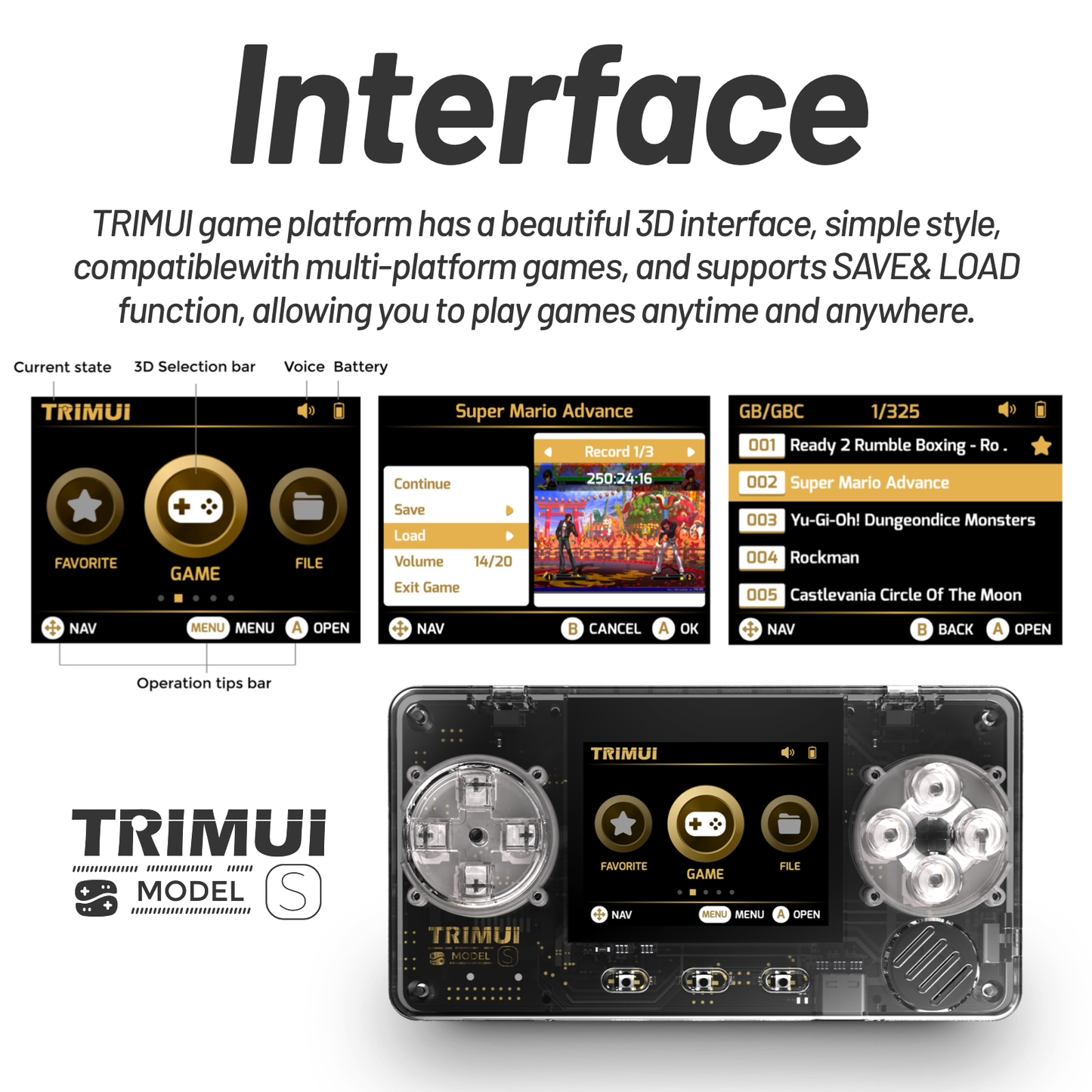 Trimui Model S Handheld Game Console - Ultra Slim, 2-Inch IPS Screen, Super Mini Portable Linux System Card Size Gaming Device for Kids and Adults