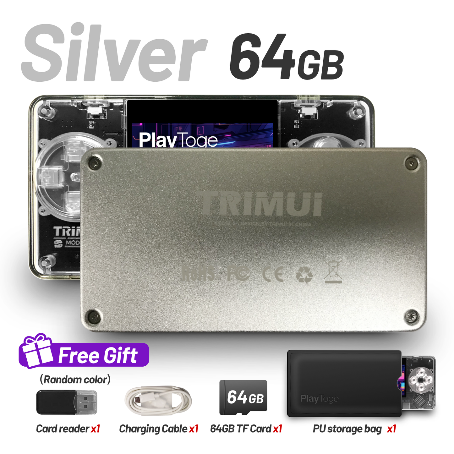 Trimui Model S Handheld Game Console - Ultra Slim, 2-Inch IPS Screen, Super Mini Portable Linux System Card Size Gaming Device for Kids and Adults